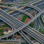 aerial photography of gray concrete roads
